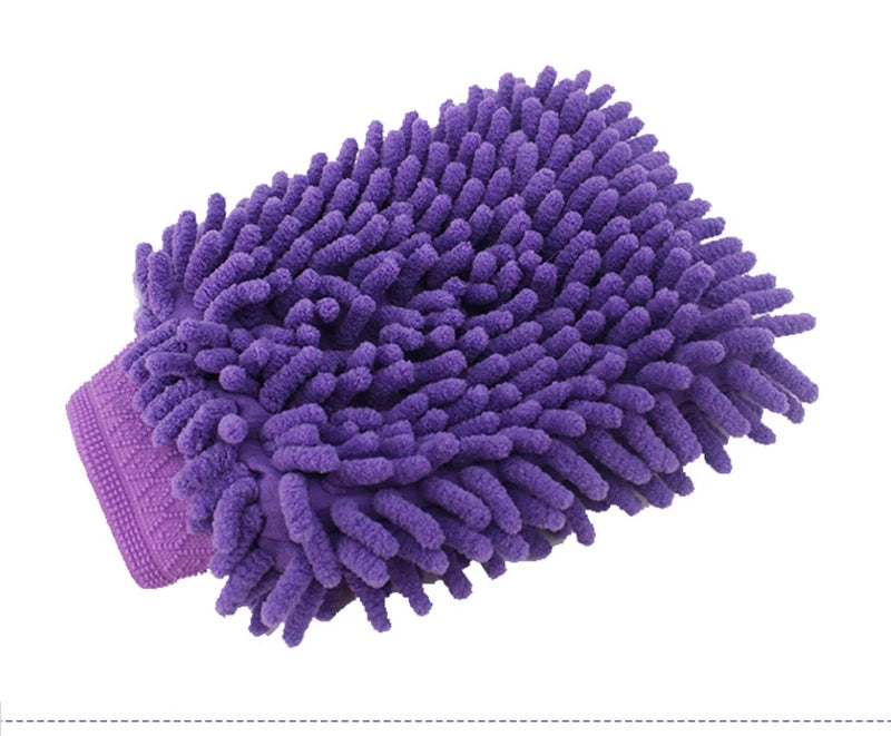 1PC Double-sided Microfiber Washable Car Washing Gloves Car Care Cleaning Gloves Cleaning Cloth Towel Mitt Car Accessories