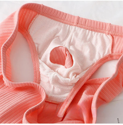 Cotton Briefs Men Sexy Bulge Pouch Underwear Sweat Absorption Underpants Breathable Panties Striped Knickers Male Soft Lingerie