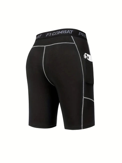 1 Article High Performance Men's Compression Shorts with Pocket - Quick Dry, Breathable, and Stretchy Base Layer for Sports, Gym