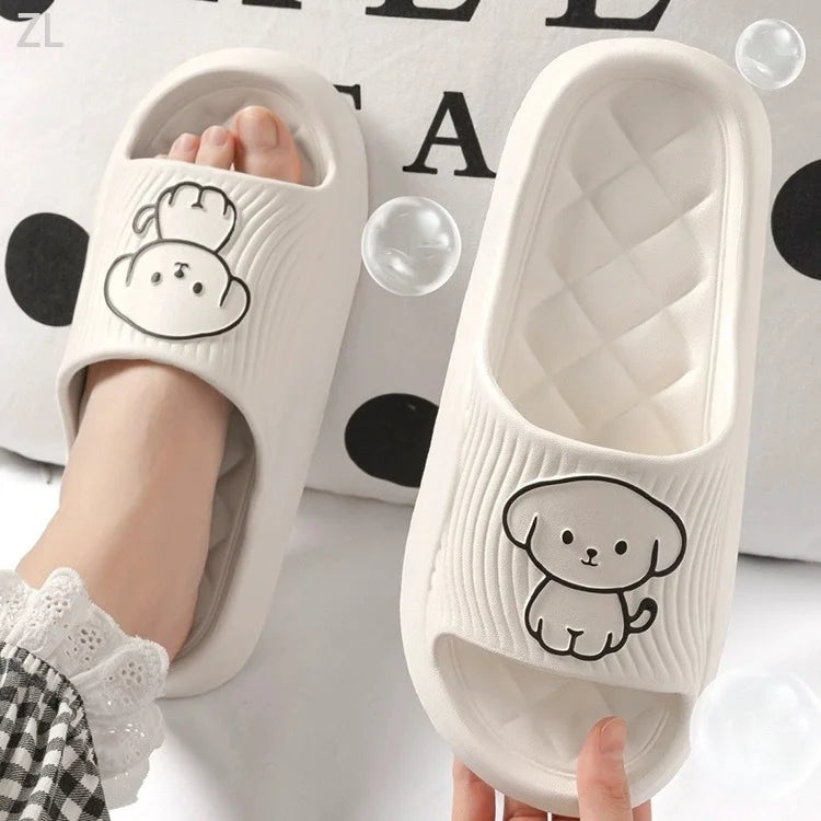 Lovely Couple Pillow Slippers for Women's Summer 2024 New Bathroom Bath Anti Slip Indoor Home Eva Thick Sole Sandals