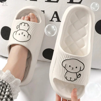 Lovely Couple Pillow Slippers for Women's Summer 2024 New Bathroom Bath Anti Slip Indoor Home Eva Thick Sole Sandals