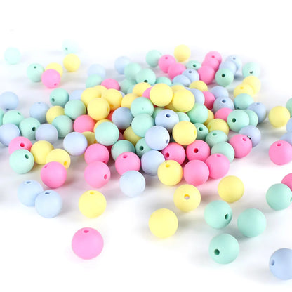 50Pcs 12mm Baby Silicone Beads BPA Free Baby Round Beads Teether Teething Pearl Ball Food Grade For Necklace Pacifier Chain Toys