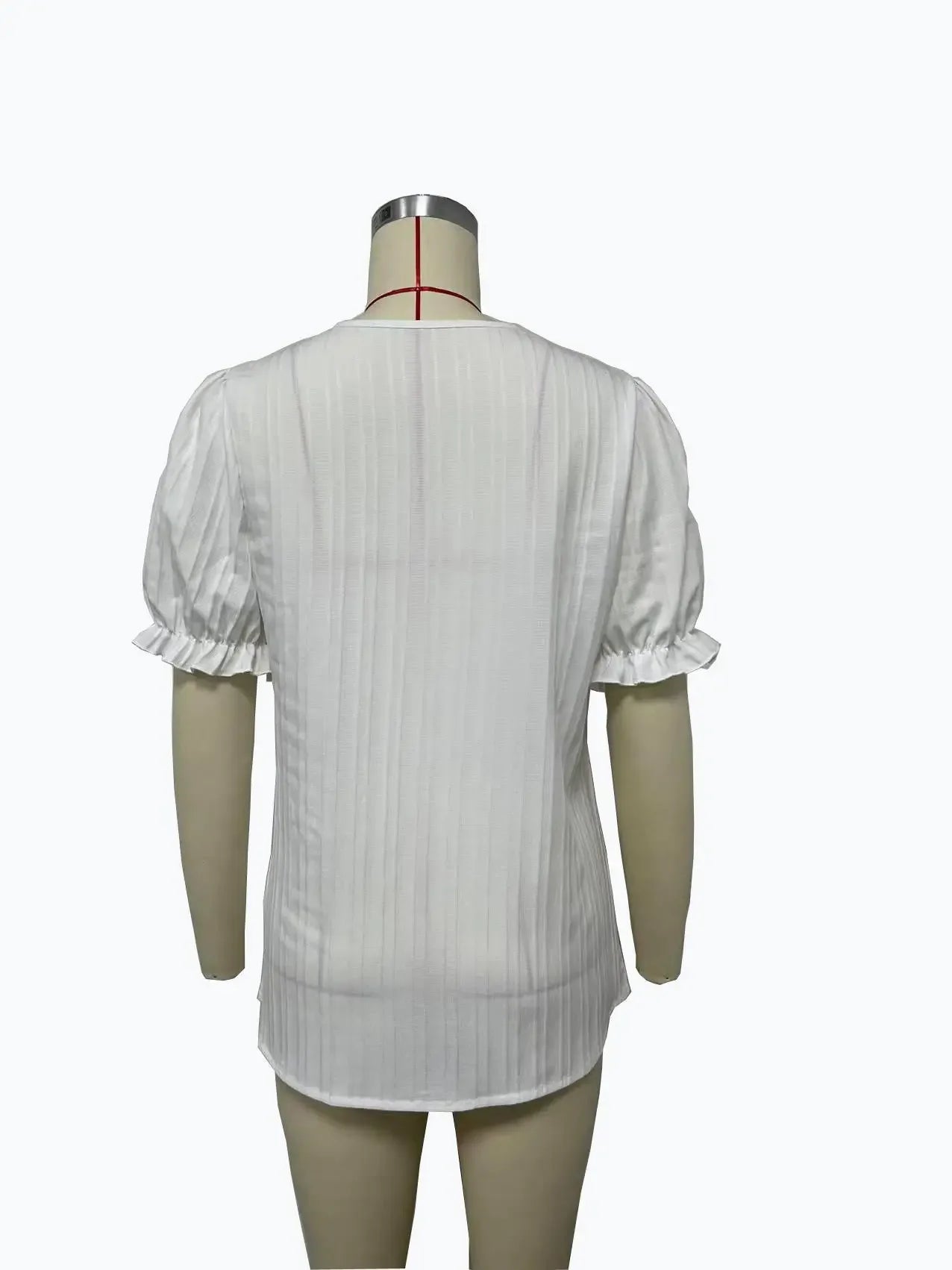 2024 Summer New Women's Blouse Top Solid Sexy V-Neck Hollow Short Sleeve Fashion Splice Plus Size Loose Street Apparel Shirt
