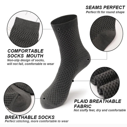 Bamboo Fiber Men's Socks 10Pairs Black Business Soft Breathable Long High Quality  Autumn for New Male Sock Plus Size 39-48