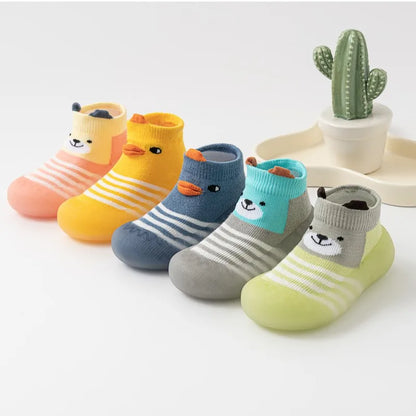Cartoon Toddler Shoes Animal Pattern Non-slip Silicone Sole Baby Floor Socks Breathable Casual Cotton Baby Boys Girls Shoes
