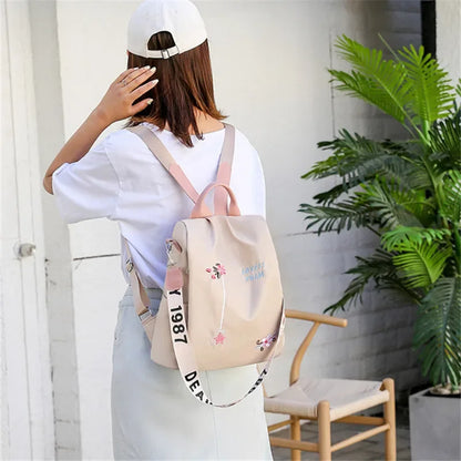 Waterproof Oxford Embroidery Women Backpack Fashion Anti-theft Large Capacity Female Travel Casual Backpacks School Laptop Bag