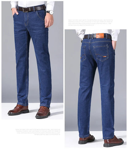 2024 NEW Men's Fashion Business Jeans Classic Style Casual Stretch Slim Jean Pants Male Brand Denim Trousers Black Blue