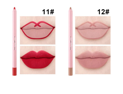 12 Colour Matte Lip Liner Pencil Carving Labial Makeup Lasting Brown Lip Liners Waterproof Lipstick Pen Lip Contouring Cosmetics