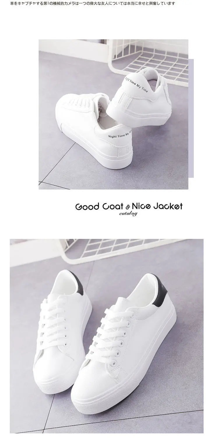 2024 Women Sneakers Fashion Breathble Vulcanized Shoes Pu Leather Platform Shoes White Lace Up Casual Shoes Zapatos Mujer