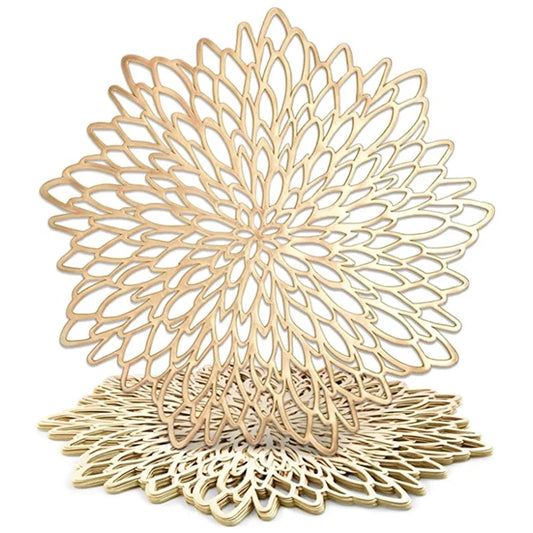 10CM/38CM Vinyl Hollow Out Cup Coaster PVC Flower Round Irregular Placemat Pads for Kitchen Christmas Wedding Party Home Decor