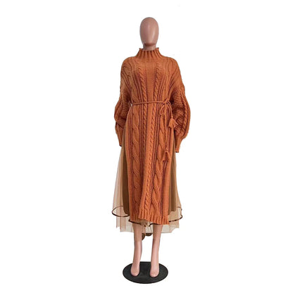 Muslim Women Knitting Dress Modest Robe Vestidos Dubai Saudi Arabic Morocco Abaya Jalabiya Eid Ramadan Knitted Dresses Abayas