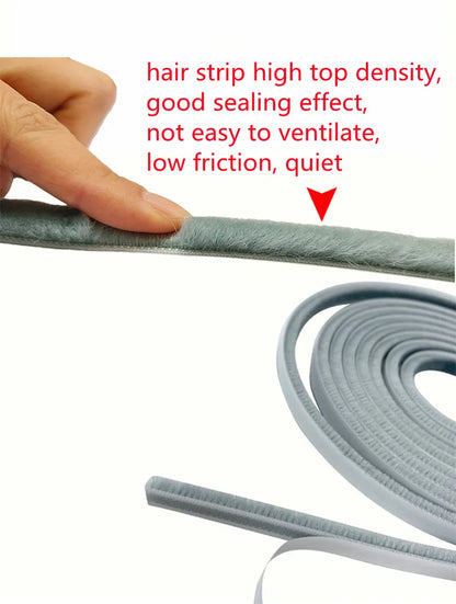 3Meters/5Meters Brush Strip Self Adhesive Door Window Sealing Strip Home Door Window Sound Insulation Wind-proof Strip Gasket