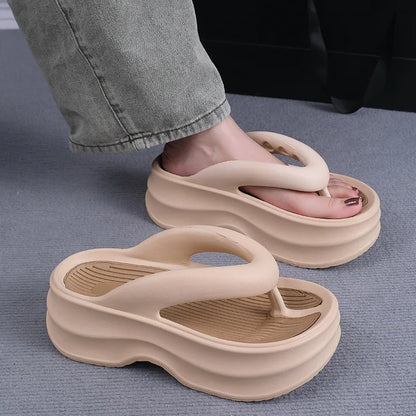 Summer Women's Flip Flops Comfortable Non Slip EVA Thick Sole Sandals 2024 New Fashionable Outdoor Soft Sole Slippers Women