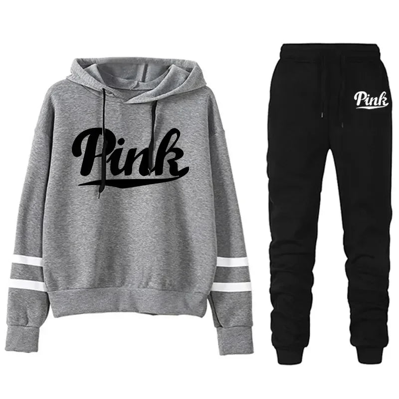Fashion Printed Women's Tracksuit Spring Autumn Two Pieces Set Hooded Sweatshirt and Sweatpants Casual Female Jogging Suit