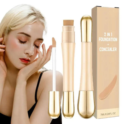 Double-headed Facial 2 in 1 foundation and concealer Moisturizing Foundation Brightening Contouring Highlighter Stick