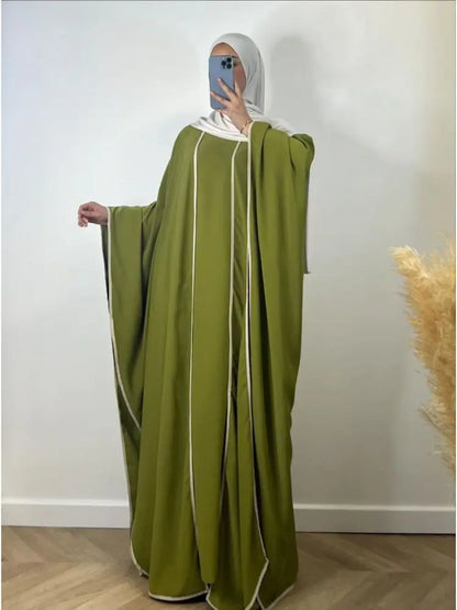 Muslim Women Dress Two Piece Set Eid Ramadan Morocco Dubai Open Abayas Vestidos Arab Cardigan Robe Suit Islam Modest Kaftan
