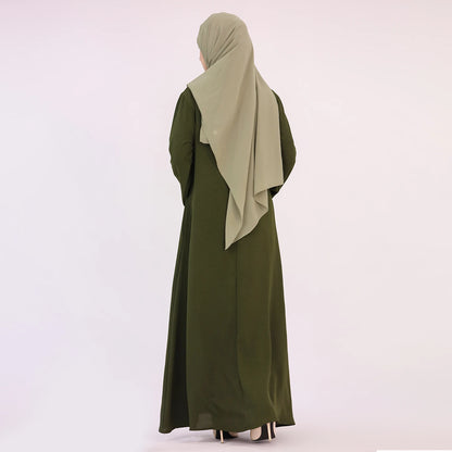 2025 Fashion Simple Muslim Dress Solid Abaya Arab Turkey Dubai Kaftan Modest Long Sleeve Maxi Dress Islamic Clothing LR593