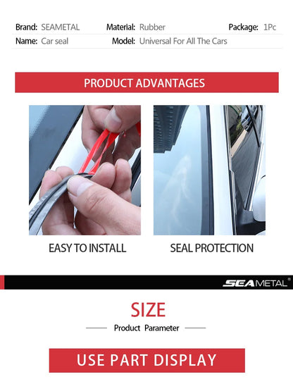2m Car Seal Strip Rubber Weatherstrip Waterproof Auto Sunroof Window Gap Filler Soundproof Universal Car Weather Strip Sealing