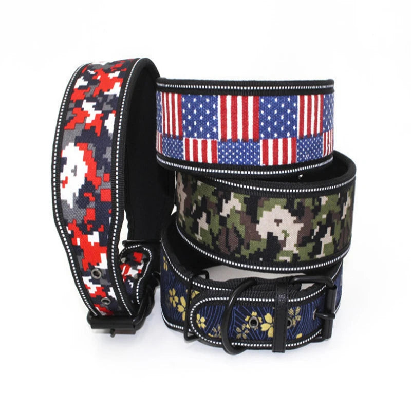 10 Colors Reflective Puppy Big Dog Collar with Buckle Adjustable Pet Collar for Small Medium Large Dogs Pitbull Leash Dog Chain