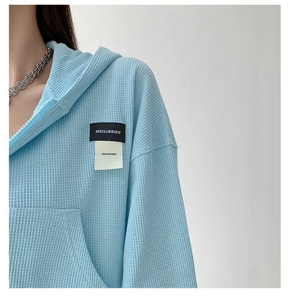 Harajuku Women Sweatshirts Korean Fashion Sportswear Female Zip Up Hoodies Vintage Streetwear Basic Casual Cropped Top Autumn