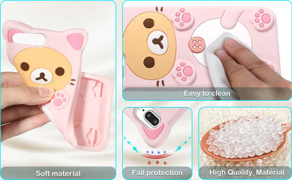 Rilakkuma Cat Bear For iPhone 16 15 14 13 12 11 Pro Max Xs XR 6 7 8 Silicone Soft Cover Case