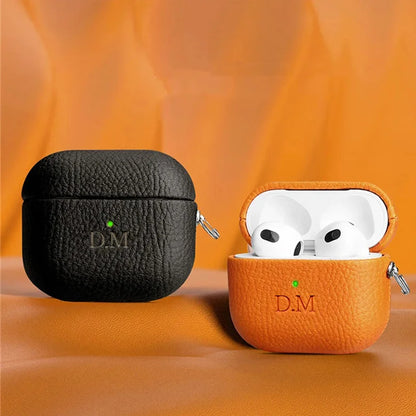 Luxury Lychee Skin Earphone Case For Airpods 3 Pro 2 1 Colorless Name Letters Personalized Customized Protective Cover Case