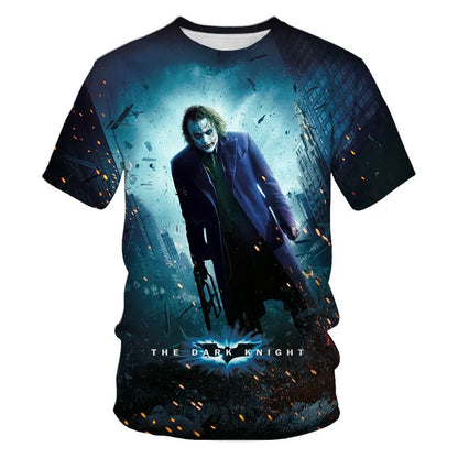 Summer New Men's Horror Clown Pattern T-Shirts Short Sleeve Streetwear Hip Hop 3D Printed Tops 6XL Large Size Loose Gothic Tees