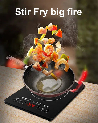 110V/220V Electric Magnetic Induction Cooker Waterproof Hot Pot Oven Furnace Cooking Stove Kitchen Hotpot Heater Cooktop 2200W