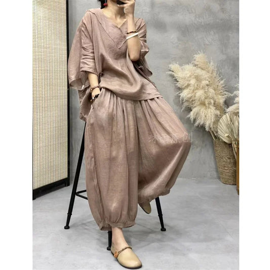 Loose Ramie Set For Women