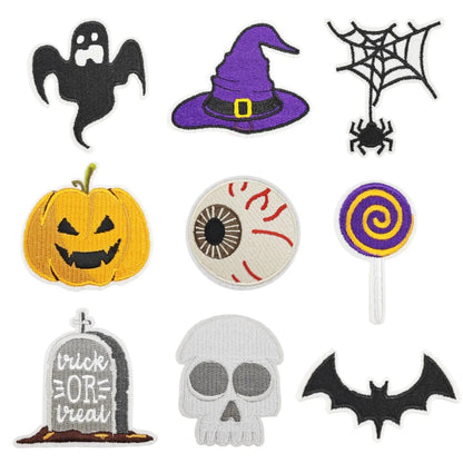 Halloween Costume Embroidery Patches Iron-on For Clothing  Kids Spider Bat Ghost Pumpkin Cat Applique DIY Brooch Accessories