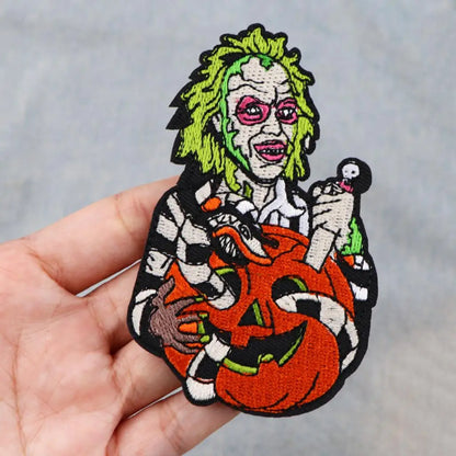 Horror Killer Clown Embroidered Patches for Clothing Halloween Patches on Clothes Stickers Iron on Patches Stripes Diy Appliques