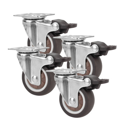 4Pcs Furniture Caster For Platform Trolley Chair Accessory Swivel Caster Universal 1/2 inches Soft Rubber Wheel 360°
