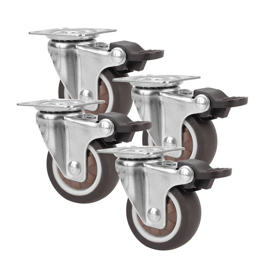 4Pcs Furniture Caster For Platform Trolley Chair Accessory Swivel Caster Universal 1/2 inches Soft Rubber Wheel 360°