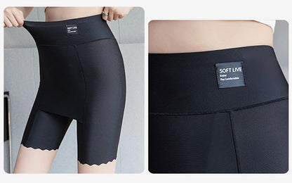 Plus Size Women Shorts Under the Skirt Big Large Summer Seamless Protective Spandex Hip-up Safety Pants Skirt Underpants White