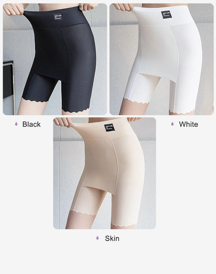 Plus Size Women Shorts Under the Skirt Big Large Summer Seamless Protective Spandex Hip-up Safety Pants Skirt Underpants White