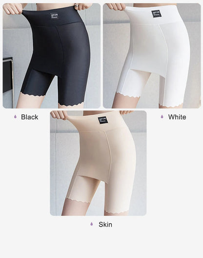 Plus Size Women Shorts Under the Skirt Big Large Summer Seamless Protective Spandex Hip-up Safety Pants Skirt Underpants White