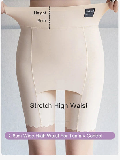 Plus Size Women Shorts Under the Skirt Big Large Summer Seamless Protective Spandex Hip-up Safety Pants Skirt Underpants White