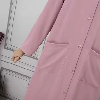 2024 Vintage Long Dress for Women Muslim Abaya Hajib Long Sleeve O-Neck Shirt Dress Females Casual Maxi Dress Arabic Modest Robe