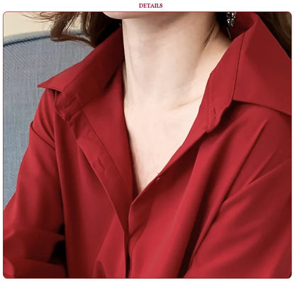 Mid-Length White Shirt Women BF Sexy Shirt Pajamas Female Skirt Ladies Tops Loose 2023 Autumn Clothing Women Shirts and Blouses