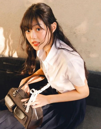Lux Trendy Street Standoil Korea Designer Bowling Box Handbag for Women Boston Tote Bag PU Leather Bag Female Accessory