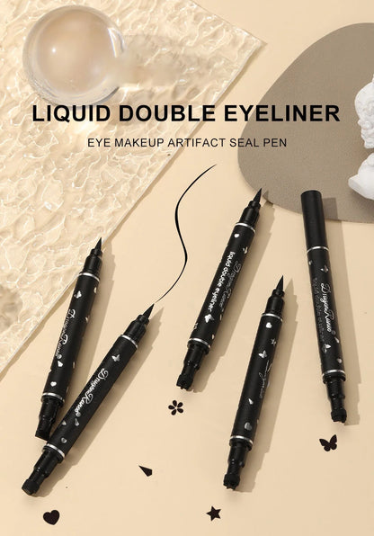 2 IN 1 Butterfly Seal Eyeliner Pen Star Moon Stamp Long-Lasting Waterproof Black Liquid Eye Liner Pencil Eyes Makeup Cosmetic