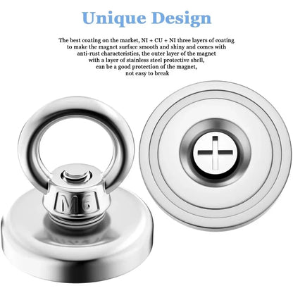 Super Strong Neodymium Magnets N52 Iman Ima Magnetic Fishing Magneat with Countersunk Hole Eyebolt for Salvage Magnetic Fishing