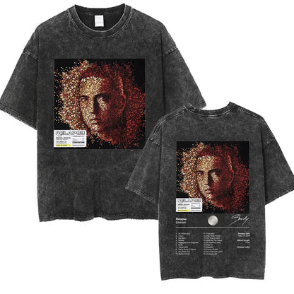 Rapper Eminem Slim Shady Print T Shirt Male 90s Hip Hop Punk Rock Vintage Wash T Shirts Men's Harajuku Clothes Unisex Streetwear