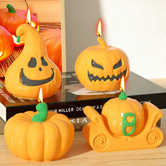 DIY Grimace Squash Silicone Candle Mould Funny Face Cushaw Resin Soap Mold Halloween Party Pumpkin Carriage Chocolate Cake Decor