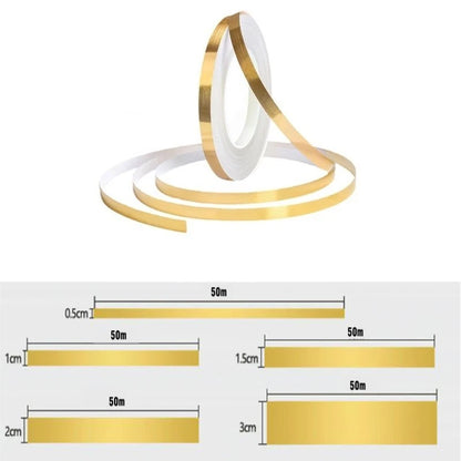 50m/Roll Self-adhesive Tile Tape Brushed Gold Silver Floor Edging Waterproof Seam Wall Stickers Wall Gap Ceiling Home Decoration