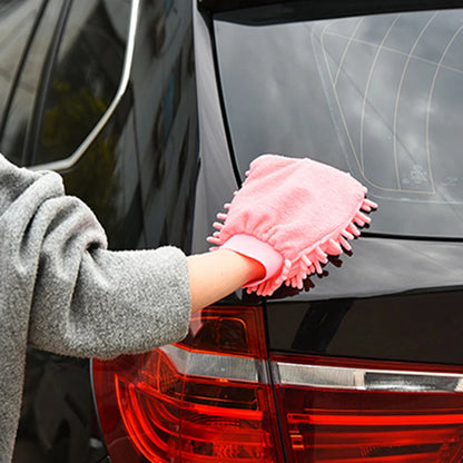 1PC Double-sided Microfiber Washable Car Washing Gloves Car Care Cleaning Gloves Cleaning Cloth Towel Mitt Car Accessories