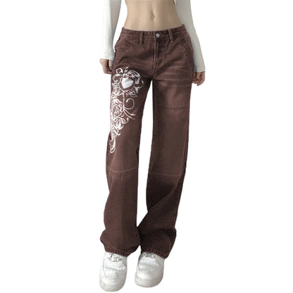 Women's Low Waist Graphic Denim Jeans