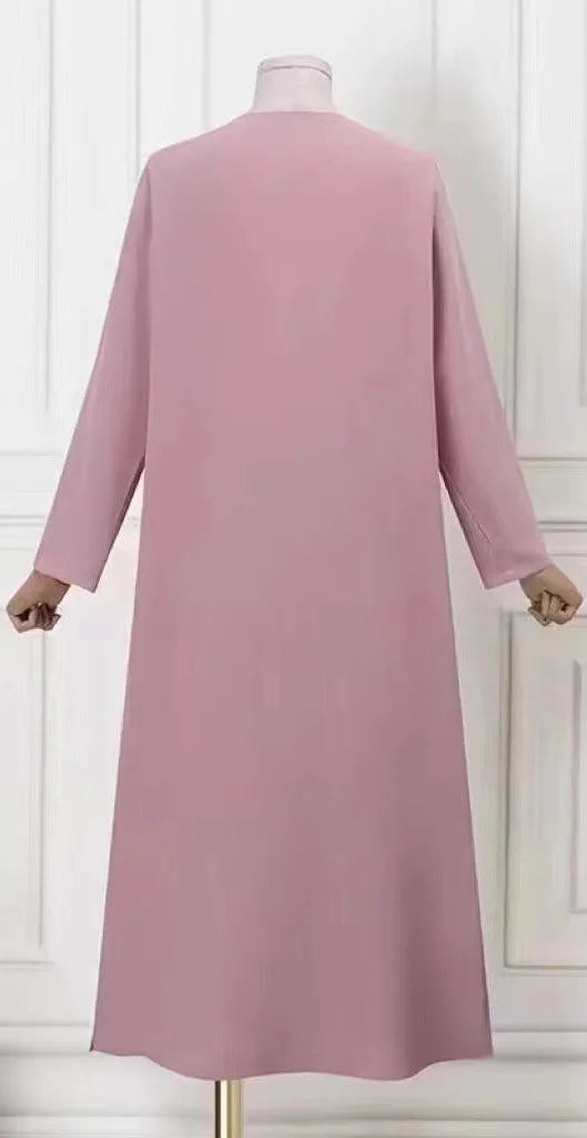 2024 Vintage Long Dress for Women Muslim Abaya Hajib Long Sleeve O-Neck Shirt Dress Females Casual Maxi Dress Arabic Modest Robe
