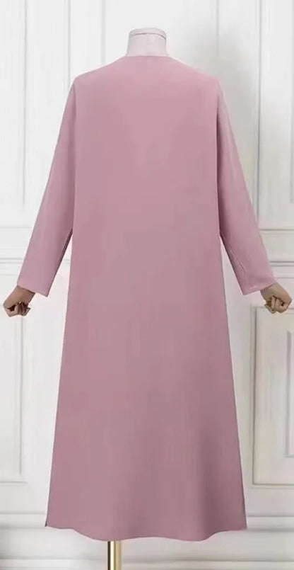 2024 Vintage Long Dress for Women Muslim Abaya Hajib Long Sleeve O-Neck Shirt Dress Females Casual Maxi Dress Arabic Modest Robe