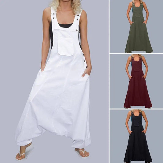 Summer Romper Harem Pants Summer Jumpsuit Special Chic Baggy Super Deep Crotch Summer Jumpsuit Daily Garment